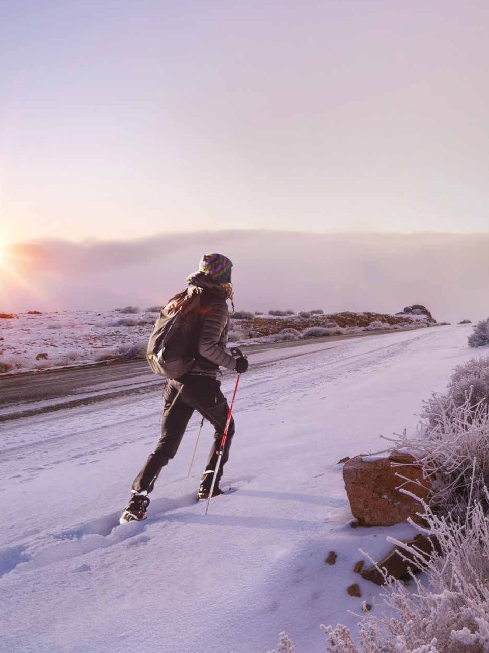 Ski touring above the valley